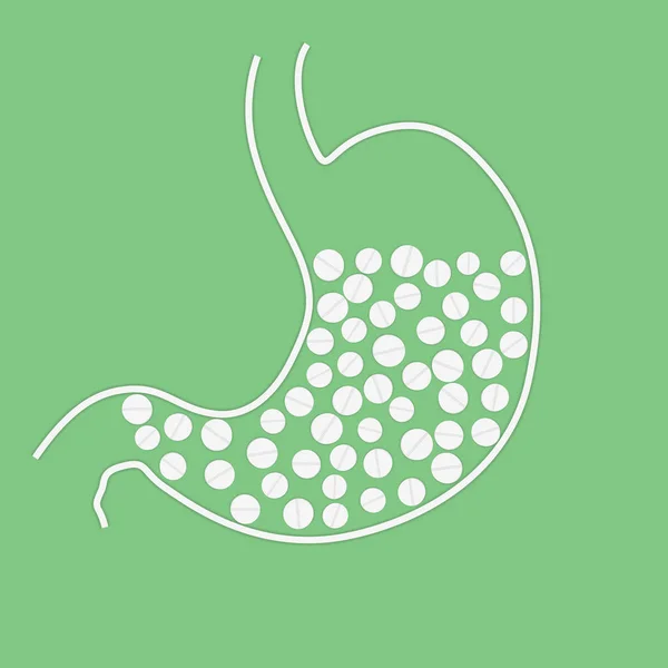 Żołądek z pigułki na zielono — Wektor stockowy
