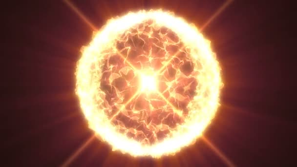 Поверхность звезды с солнечными вспышками. Абстрактное научное образование. Able to loop — стоковое видео