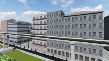 3D yüksek hızlı kırmızı maglev tren