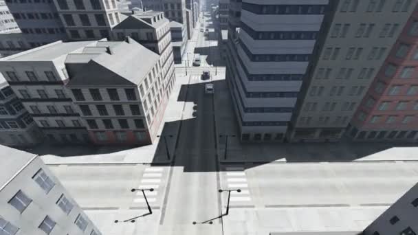 Fly above Skyscrapers city traffic cars — Free Stock Video