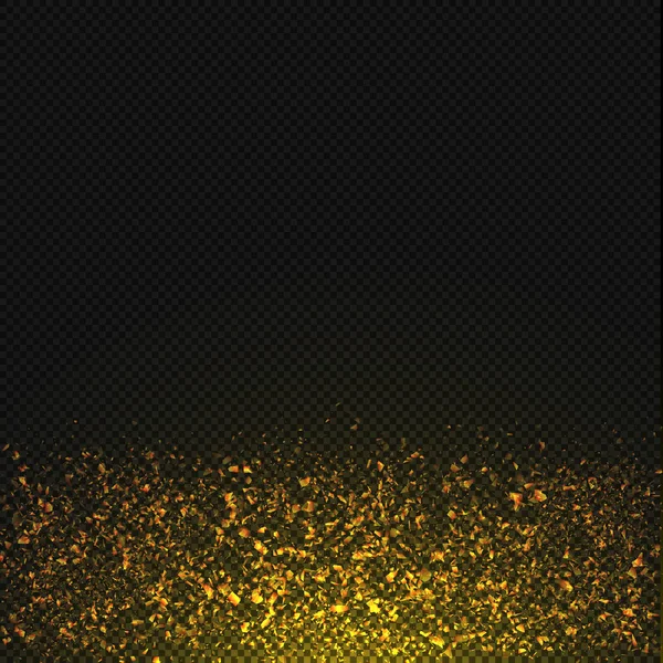 Vector gouden glitter stof textuur. Transparante glitter sparkle trail — Stockvector