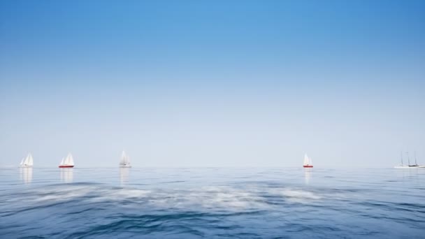 Barcos no oceano azul claro — Vídeo de Stock