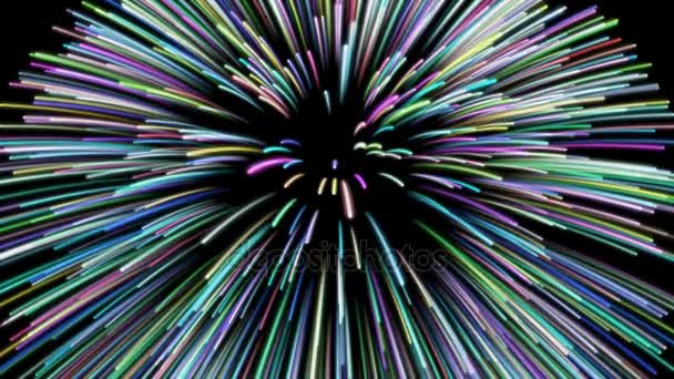 Cg animation of color explosion on black. — Stock Video