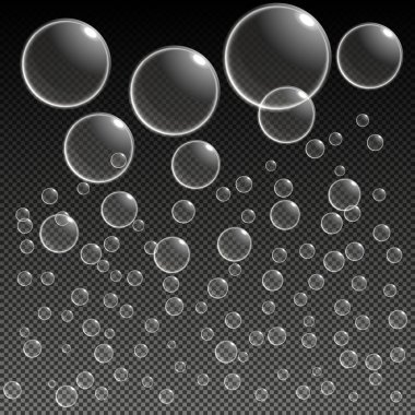 Hava kabarcıkları sualtı şablonunda şeffaf arka plan vektör