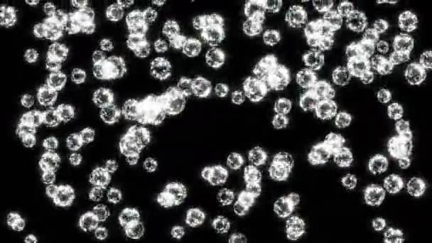 Медленно падающие бриллианты, на черном  . — стоковое видео