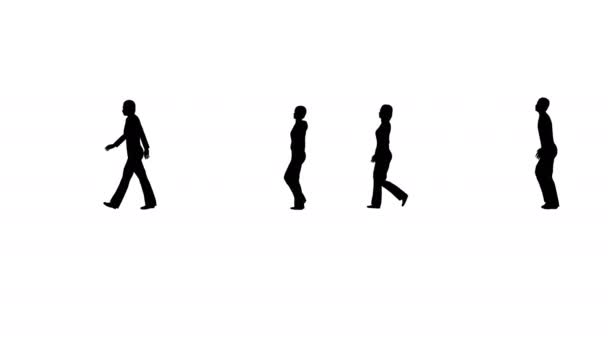 Silhouette Menschen in der Menge zu Fuß — Stockvideo