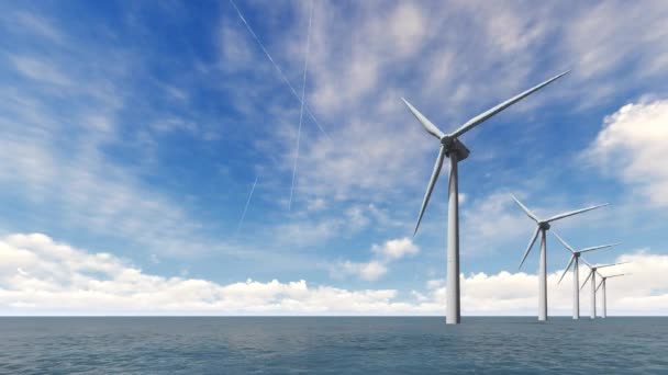 Turbinas eólicas no mar — Vídeo de Stock