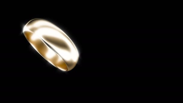 Свадебное золотое кольцо на черном, способное петлю бесшовной — стоковое видео