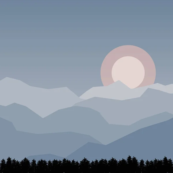 . 山の峰や日ベクトルの風景 — ストックベクタ