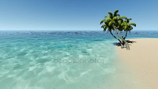 Tropical island with palms in turqouse sea. — Stock Video