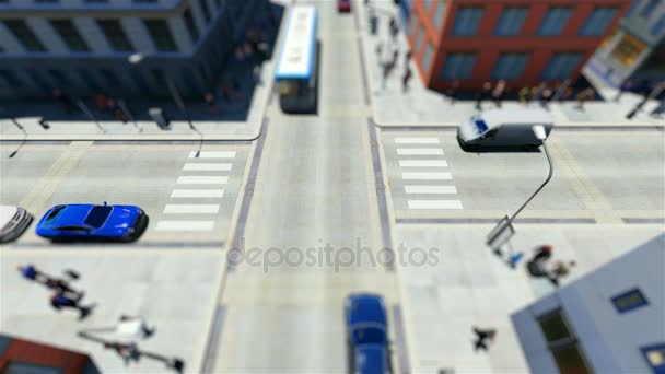 步行人的倾斜的转移和城市交通 — 图库视频影像