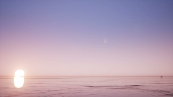 日落-时差的太阳与船只和海洋 — 图库视频影像