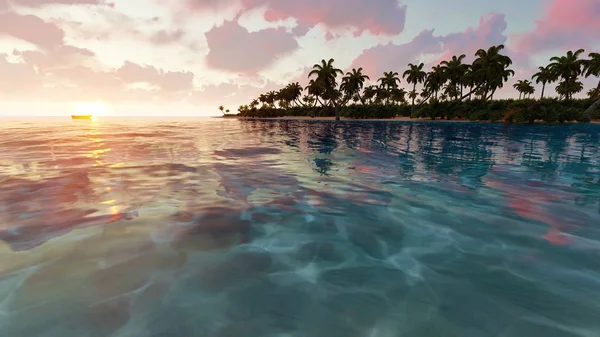 Renderowania 3d beach Palm i tropikalnych — Zdjęcie stockowe