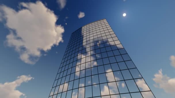 Wieżowiec biurowce i chmury — Wideo stockowe