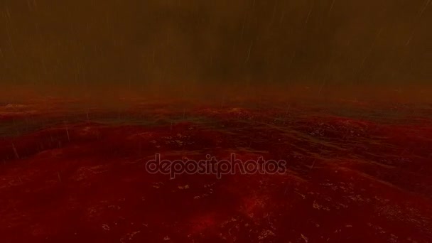 Onda tempestuosa oceano de sangue — Vídeo de Stock