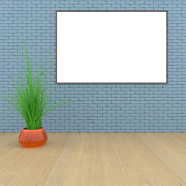 Makiety pokój, biały plakat na ścianie czarny renderowania 3d — Zdjęcie stockowe