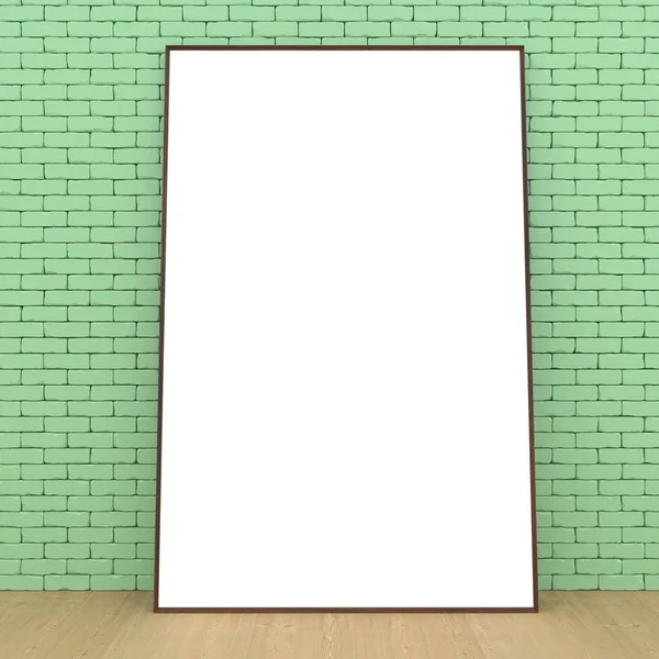 Mock up quarto, cartaz branco na parede verde 3D renderização — Fotografia de Stock