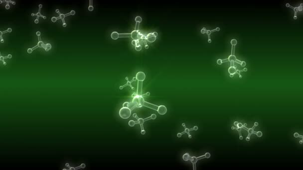 Molecole di vetro che si muovono sullo spazio in grado di loop — Video Stock