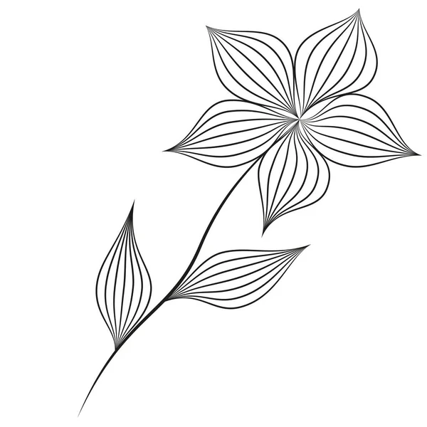 白色背景矢量上的简单黑色花朵 — 图库矢量图片