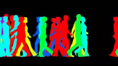 İnsan siluetleri kalabalık yavaş hareket