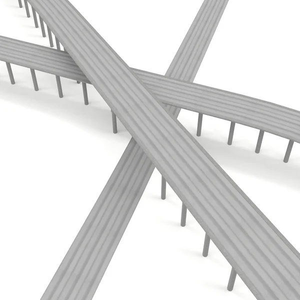 Road junction 3d render — Stockfoto