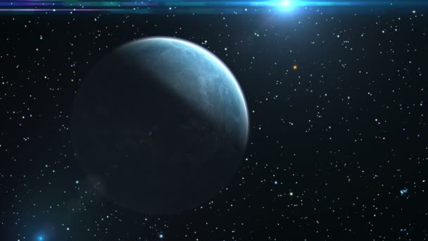 Belo planeta gira sobre o fundo do céu noturno capaz de loop — Vídeo de Stock