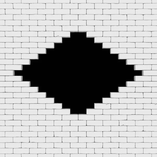 Een zwart gat in een bakstenen muur 3d render — Stockfoto