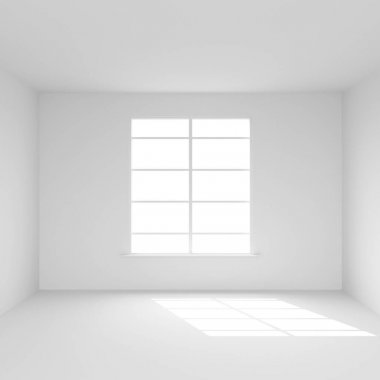 Beyaz oda pencere 3d render ile
