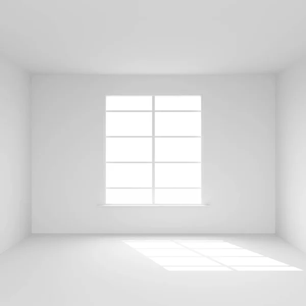 带窗口3d 渲染的白色房间 — 图库照片