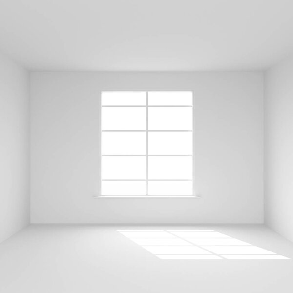 White room with window 3D render