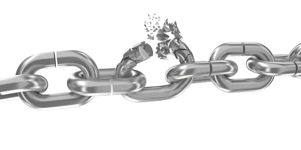 Broken chain on white 3D render — Stock Photo, Image