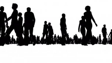 Beyaz siluet insan kalabalığı taşır