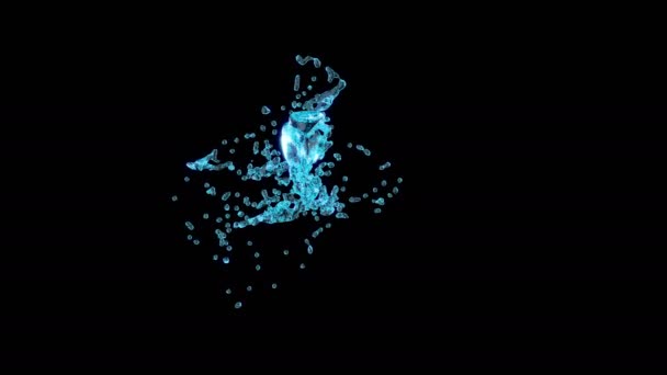 Slow-motion water splash op zwart — Stockvideo