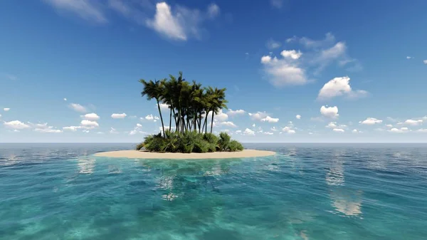 Insula tropicală în ocean 3D render — Fotografie, imagine de stoc