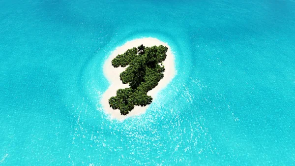 Ilha tropical solitária 3D render — Fotografia de Stock