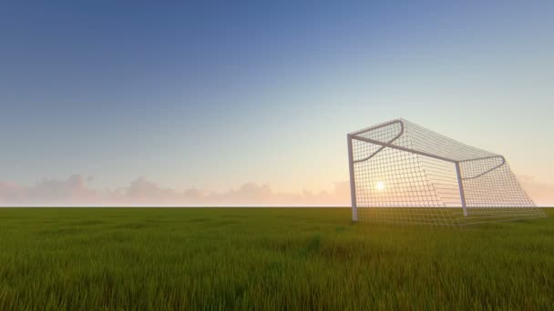 Puerta de fútbol en el fondo del campo — Vídeos de Stock