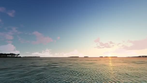 Traumhafter Sonnenuntergang Über Den Tropischen Strandpalmen Auf Der Sandbank — Stockvideo