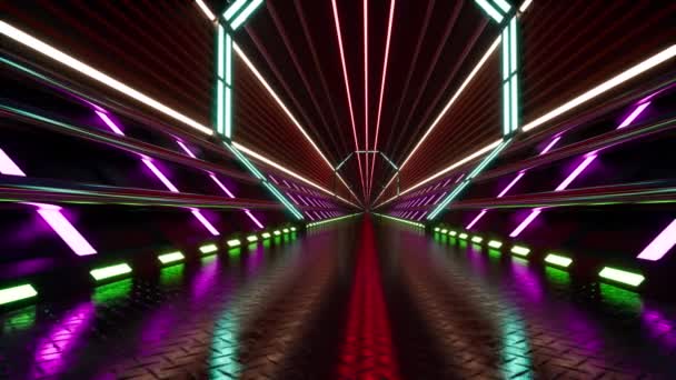 Sześciokątny tunel ultrafioletowy 3d — Wideo stockowe