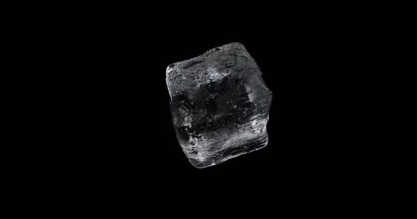 Cubo de hielo giratorio, cristal transparente 3d imágenes realistas — Vídeo de stock