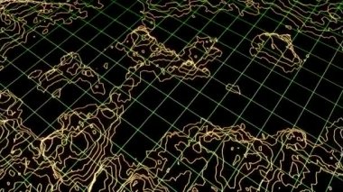 Bilgisayar duvar kâğıdı tasarımı için tekno peyzajlı modern 3D kablo çerçevesi. Siberpunk neon arka plan konsepti. Sarı kart hareketi. 3D animasyon. Modern siber punk duvar kağıdı.