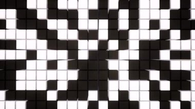 Siyah beyaz kutular animasyon. Dekoratif tasarım için şık bir desen. Gri beyaz doku. Güzel soyut arkaplan fayansı.