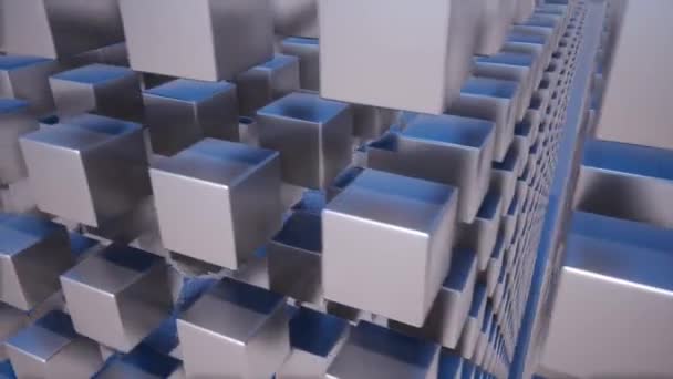 Metallic abstracte kubusjes dozen 3d animatie — Stockvideo