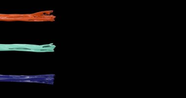 Üç renkli trend akıcı sıvı dalgalar soyut hareket arkaplanı. Grafik tasarım elementleri. Modern animasyon tasarımı konsepti. Soyut renkli pankartlar. Dinamik geleceksel şekiller.