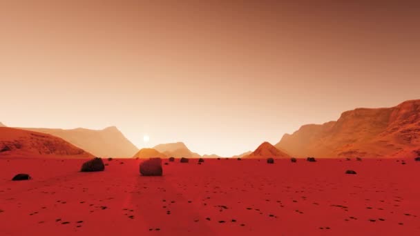 Mars surface on dark background. Desert, sand. Alien landscape. Planet earth. Red planet mars. — 免费的图库视频