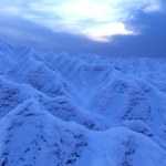 蓝色的山 浅蓝色背景。 山谷景观，高山景观。 自然景观。 蓝天.