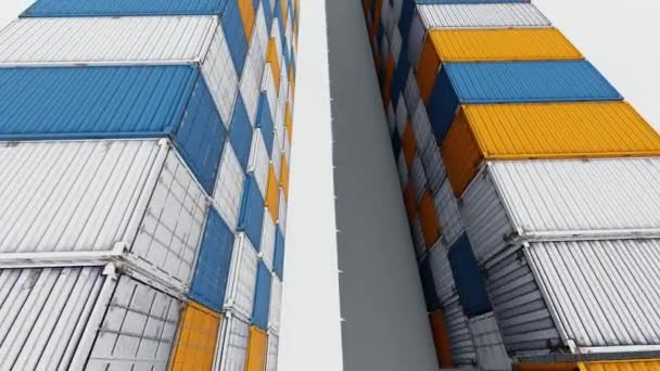 Frachtcontainer auf weißem Hintergrund. Container 3D Illustration. Frachtschiff. — Stockvideo