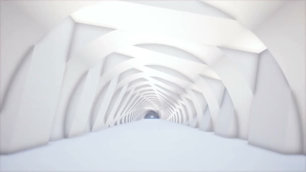 Abstrakter weißer Tunnel für Konzeptgestaltung. weiße Architektur kreisförmigen Hintergrund. Weltraumtunnel. futuristisches 3D-Portal. abstrakte Architekturgestaltung. futuristischer moderner abstrakter Hintergrund. — Stockvideo