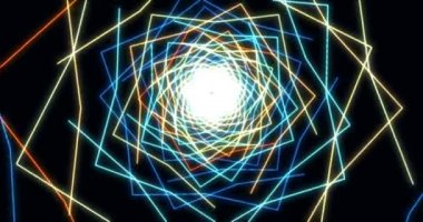 Modern neon koridor, her amaç için harika tasarım. 3 boyutlu resimleme. Lazer hattı parlıyor. Soyut teknoloji geçmişi. Özgeçmiş kavramı. Soyut şablon. Led neon lambası. Neon odası.