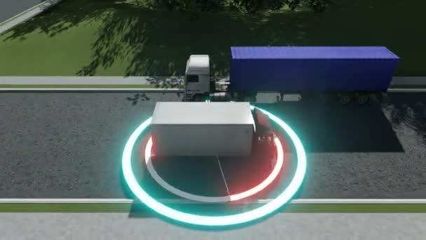 Autopilot truck Gps. Autonom smart bil. Autonom teknik. Transportkommunikation. Framtida teknik. Autonom smart lastbil. Självkörande fordon. Smarta städer. — Stockvideo