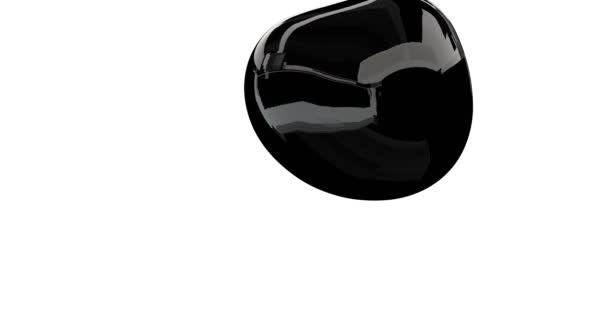 Schwarzer Metaball auf weichem weißem Hintergrund. abstrakter Spritzer, flüssige Form. 3D-Kugel. trendige weiche Farbe. weiße geometrische Tapete. abstraktes Konzept grafisches Element. — kostenloses Stockvideo